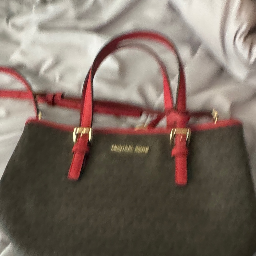 Michael Kors Black and Red Shoulder Bag